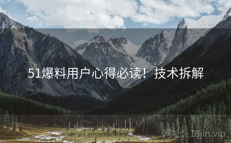 51爆料用户心得必读！技术拆解